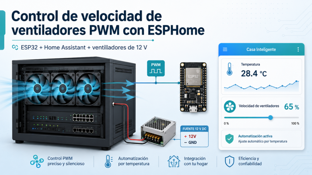 Controlar la velocidad de ventiladores PWM de 12 V con ESPHome, ESP32 y Home Assistant